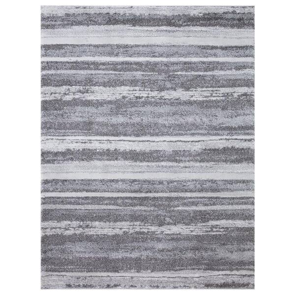 StyleWell Barcas Gray Stripe 5 ft. x 7 ft. Area RugSW10335X7 The