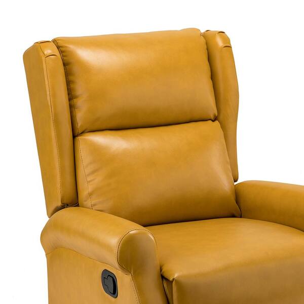 with - CREATION Wingback HRCHD0241-YELLOW-S2 Nursery Yellow 2 Rocking Metal Base JAYDEN of Home Contemporary The Depot Leather Chair Set Manual Swivel Set Recliner Chiang