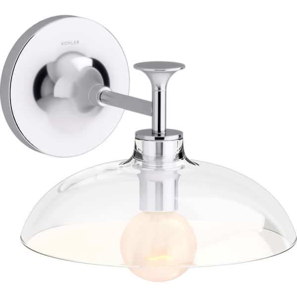 Tone 1 Light Polished Chrome Indoor Bathroom Wall Sconce, UL Listed