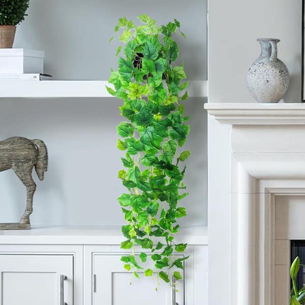 LIVING LUXURY 51 in. Artificial Grape Leaf Ivy Leaf Vine Hanging Plant Greenery Foliage Bush