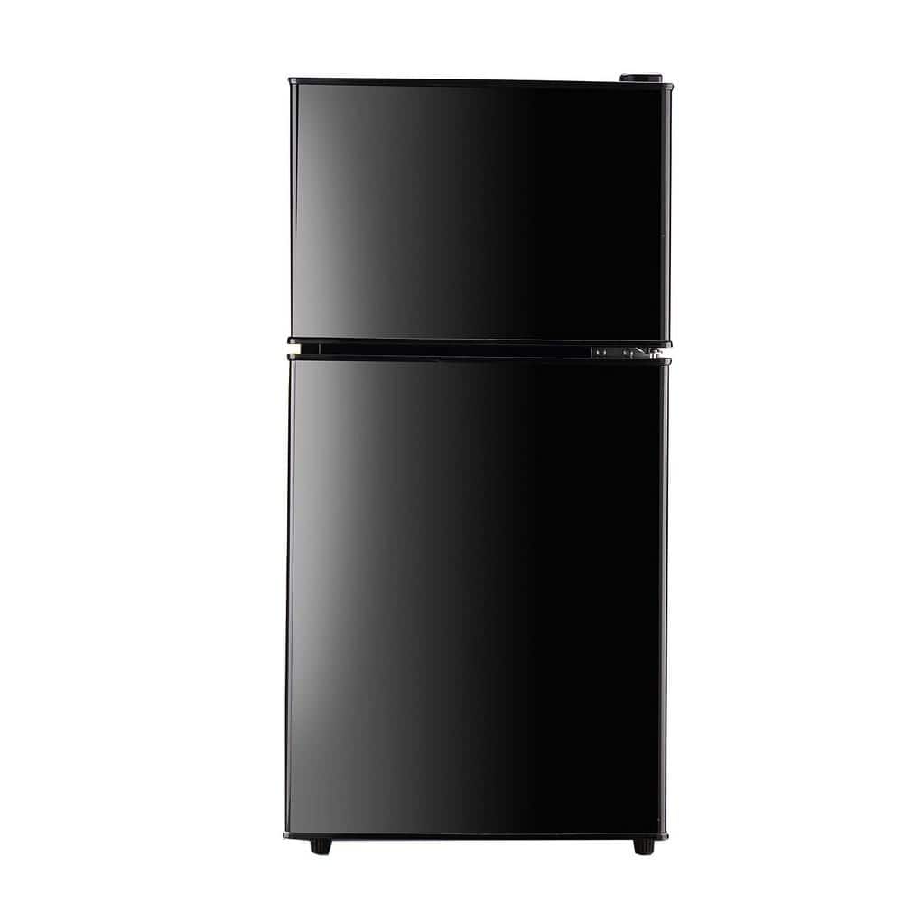 Cesicia 34.2 in. W 3.5 cu. ft. Mini Refrigerator in Black with 2-Doors,  7-Level Thermostat and Removable Shelves YYXFridge2 - The Home Depot