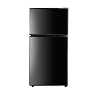 34.2 in. W 3.5 cu. ft. Mini Refrigerator in Black with 2-Doors, 7-Level Thermostat and Removable Shelves
