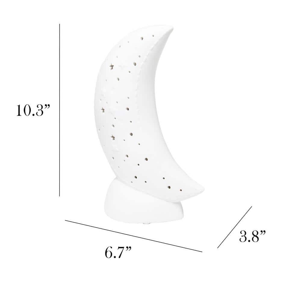 White Porcelain Moon Shaped Kids Table Lamp