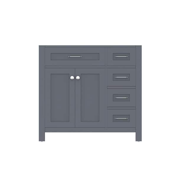 Alya Bath Norwalk 35 in. W x 21.5 in. D x 33.45 in. H Bath Vanity Cabinet without Top in Gray