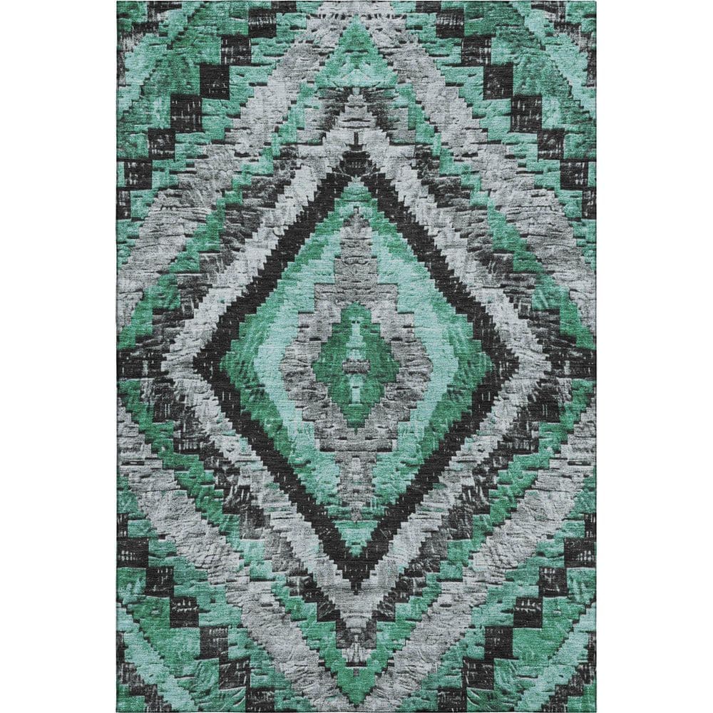 Mayfield Premium Machine Washable Abstract AMF1890 Seafoam 9 ft. x 12 ft. Area Rug price history on PriceWatchPro