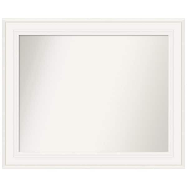 Amanti Art Ridge White 33.5 in. x 27.5 in. Non-Beveled Modern Rectangle Framed Wall Mirror in White