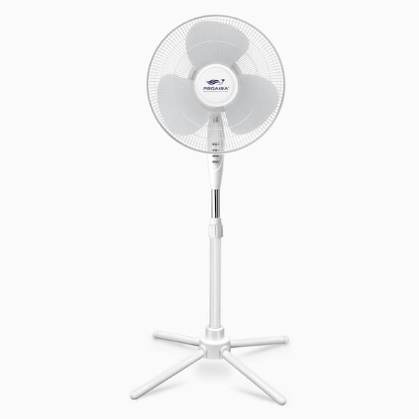 16 in. Oscillating Pedestal Fan in White with 3 Speed Control
