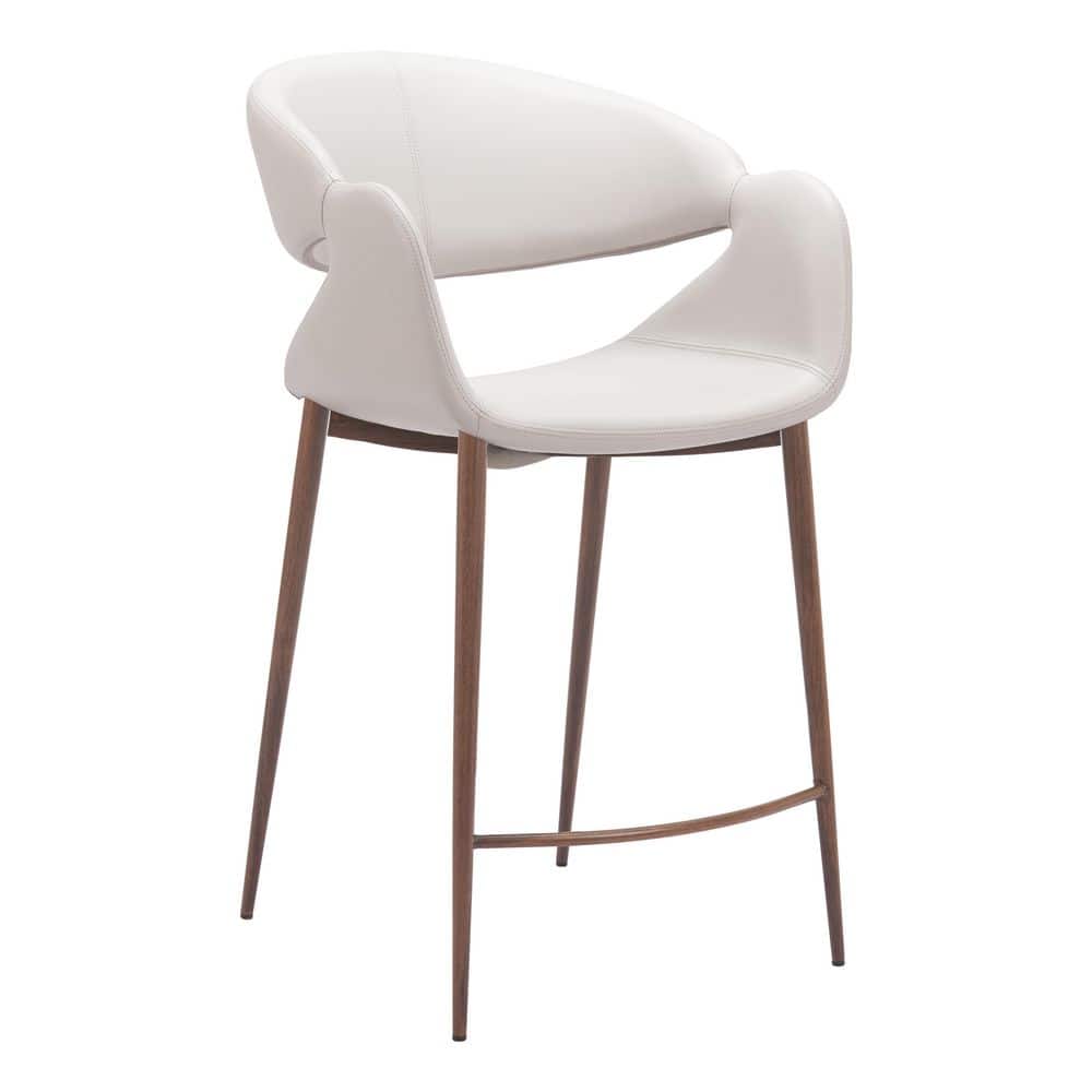 Front view of a white counter stool.