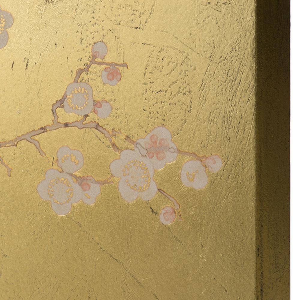 Cherry Blossom Gold Leaf and Pink Panel Wall Art Set