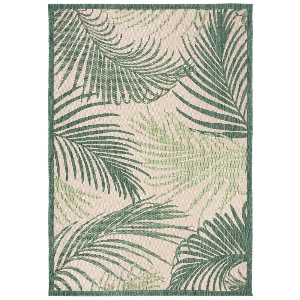 Safavieh Palm Leaf Beige Green 5 Ft 3 In X 7 Ft 6 In Indoor Outdoor Area Rug Cyh7557 32212 5 The Home Depot