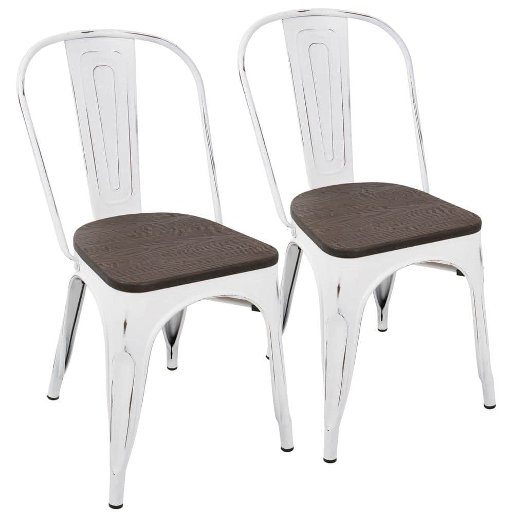 Lumisource Oregon Vintage White and Espresso Dining Chair (Set of 2) DC ...