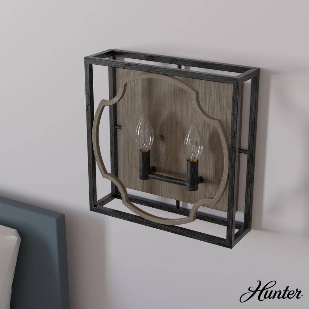 Stone Creek Rustic Black Iron 2-Light Dimmable Wall Sconce