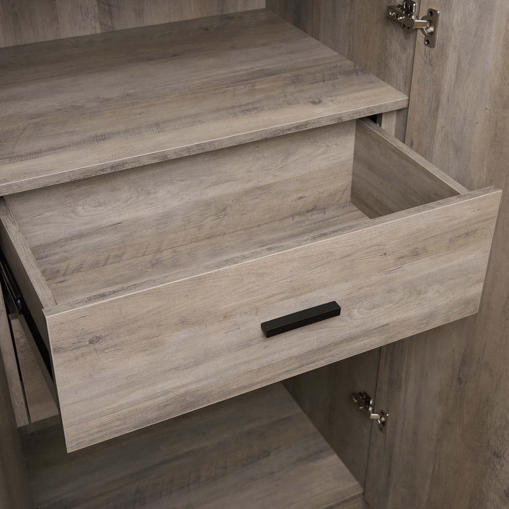 Rustic Grey 4-Door Modular Wardrobe Closet