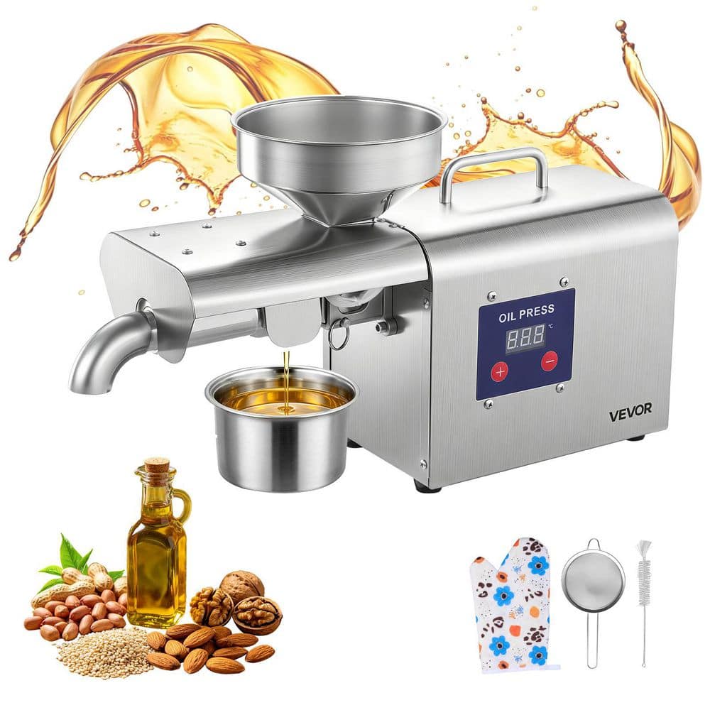 Oil Press Machine, 8.27 lbs./H Capacity, 750W Oil Extractor Machine, 122â„‰-572â„‰ for Peanuts Sesames Soybeans Almonds