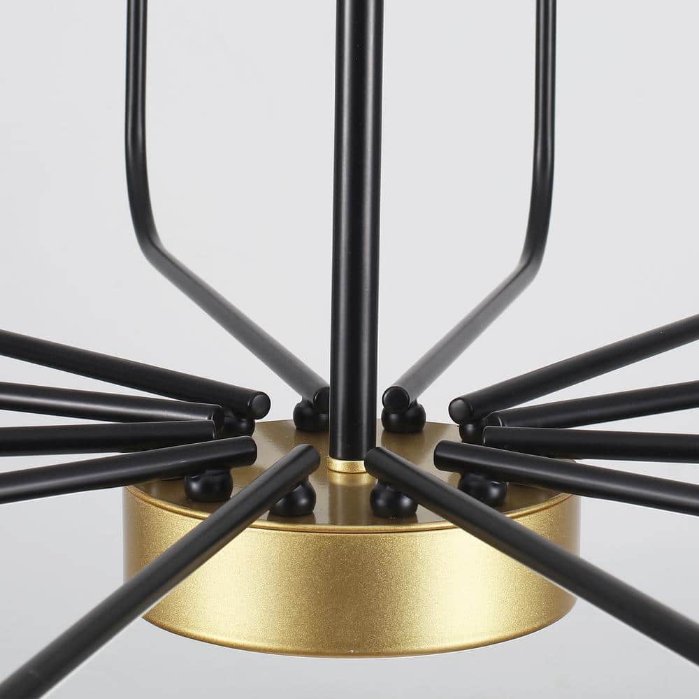 Black and Gold 12-Light Candle Style Metal Chandelier