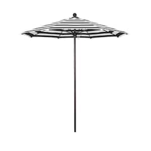 7.5 ft. Bronze Aluminum Commercial Market Patio Umbrella with Fiberglass Ribs and Push Lift in Cabana Classic Sunbrella