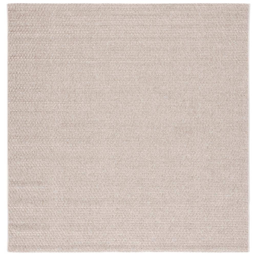 Beige Synthetic Square Indoor/Outdoor Stain-Resistant Rug