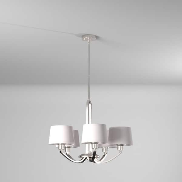 Studio 5-Light Satin Platinum Transitional Classic Chandelier for Dining Areas with No Bulbs Included