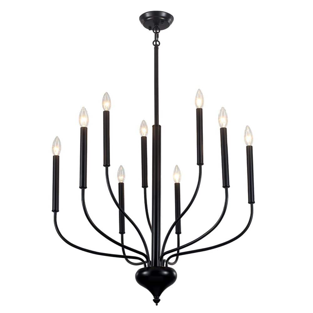 "9 light 2-Tier 27.17"" Black Candle Style Classic / Traditional Chandelier for Kitchen Island with no bulbs included" price history on PriceWatchPro