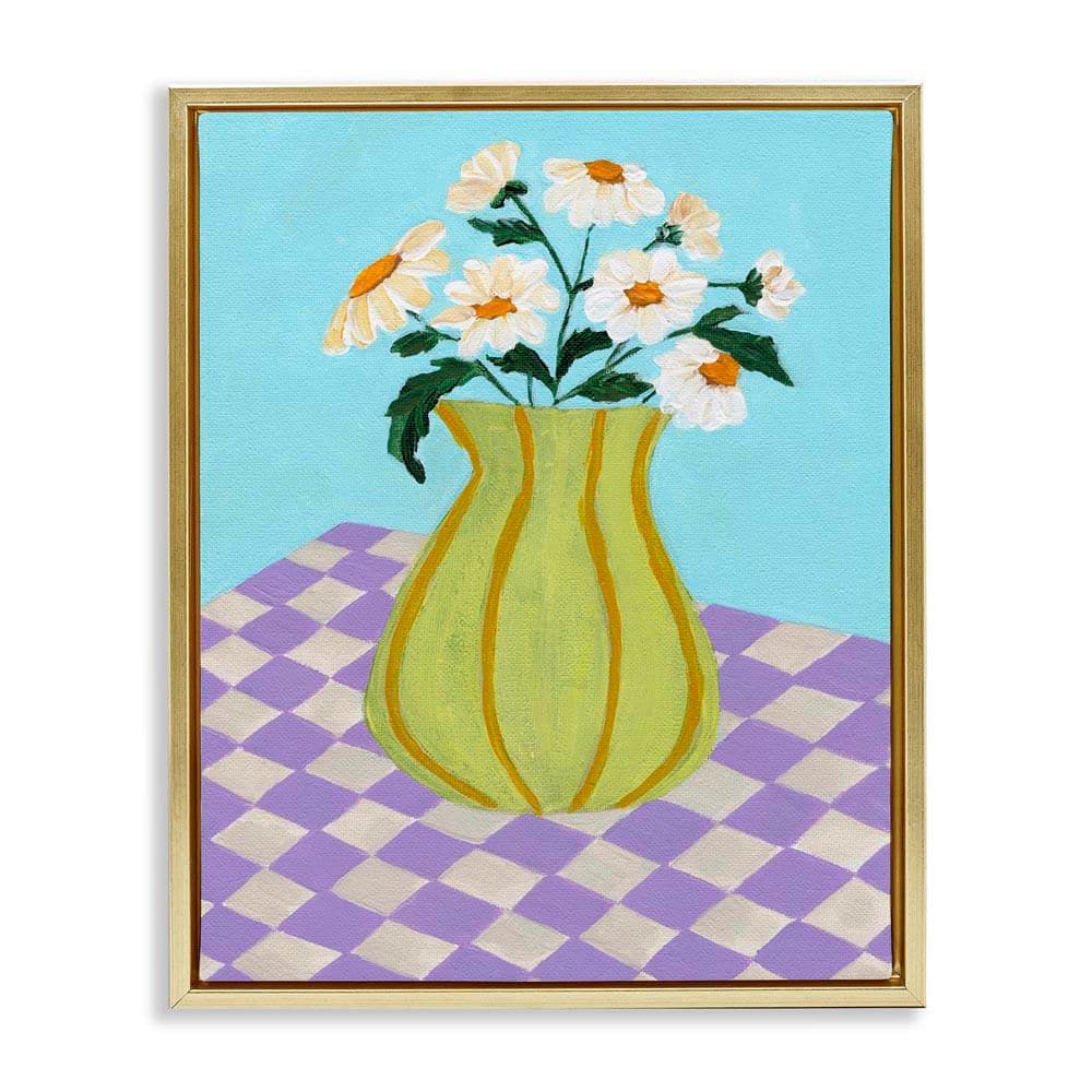 Retro Checkers Vase by Nikita Jariwala Gold Floater Frame Nature Graphic Art Print 21 in. x 17 in. price history on PriceWatchPro