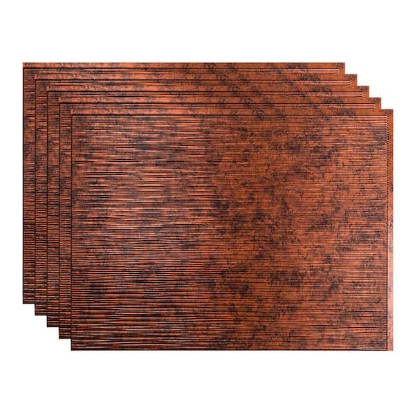 Fasade 18.25 in. x 24.25 in. Ripple Vinyl Backsplash Panel in Moonstone Copper (5-Pack)