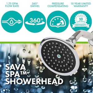 Sava Spa 1-Spray with 1.75 GPM 4.4-in. Wall Mount Adjustable Fixed Shower Head in Chrome, (40-Pack)