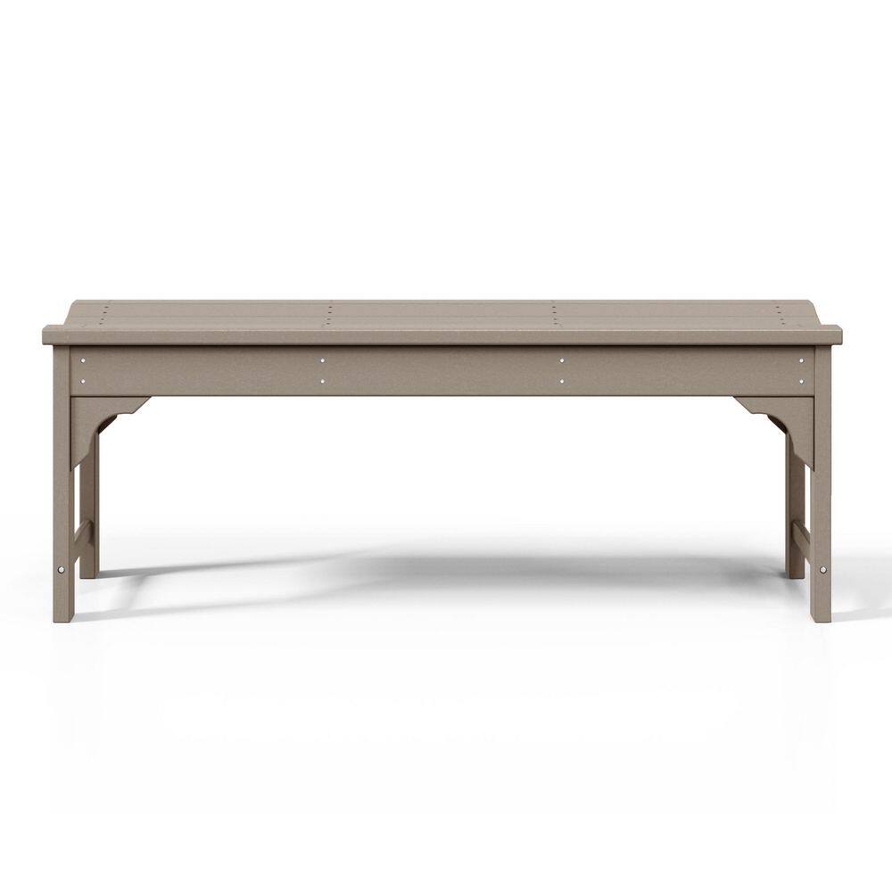 Weathered Wood 46" HDPE Outdoor Backless Bench
