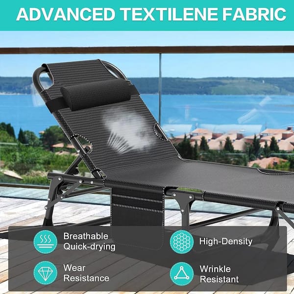 BOZTIY 5-Position Reclining Lounge Chairs Twin Steel Portable