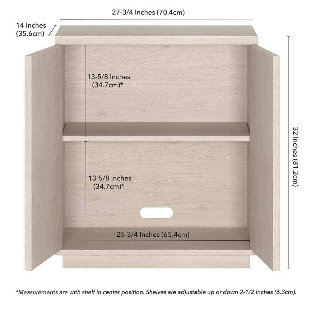 Alder White 28" Modern Ridged Accent Cabinet
