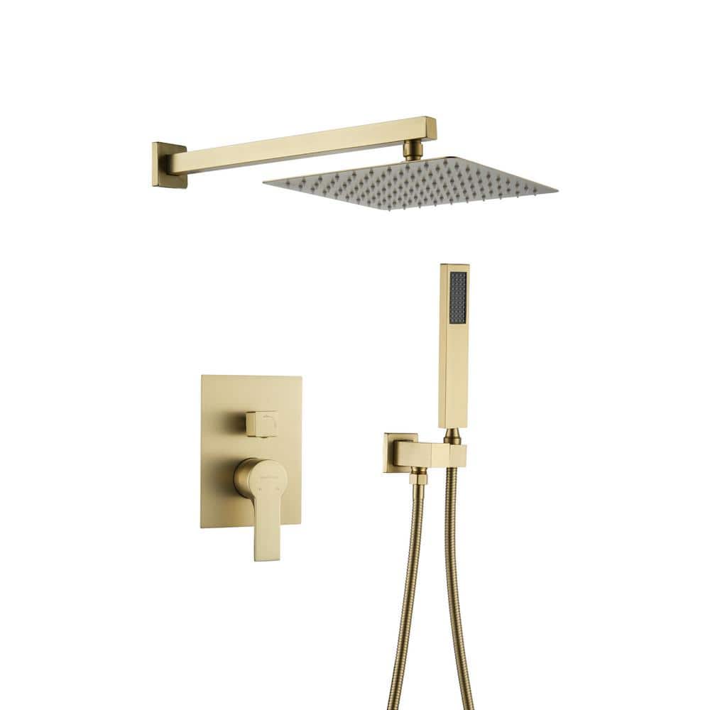 1-Spray Patterns with 2.5 GPM 10 in. Wall Mount Dual Shower Heads with Pres