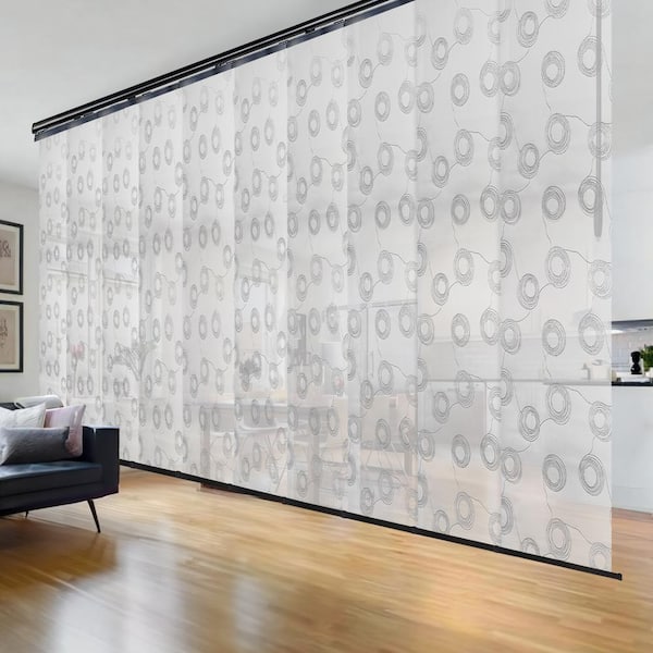 EMOH Serpentine 120 in. - 218 in. W x 94 in. L Adjustable 10-Panel Black Double Rail Panel Track with 23.5 in. Slates