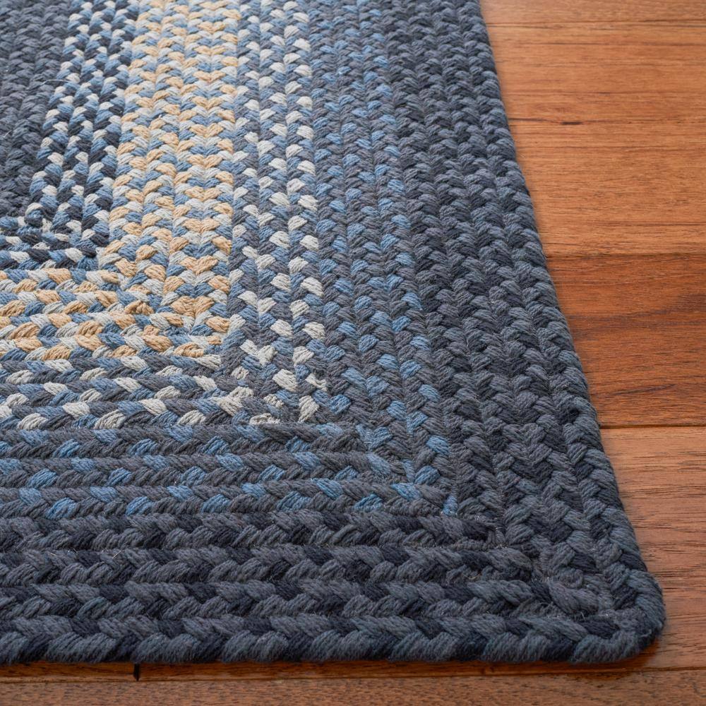 Handwoven Dark Gray and Blue Cotton Braided Area Rug, 5' x 8'