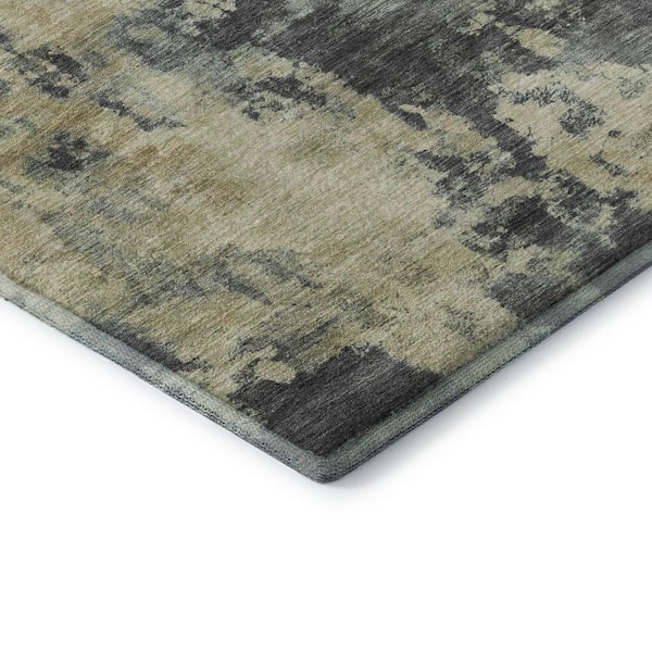 Mayfield Premium Machine Washable Abstract AMF2066 Gray 3 ft. x 5 ft. Area Rug
