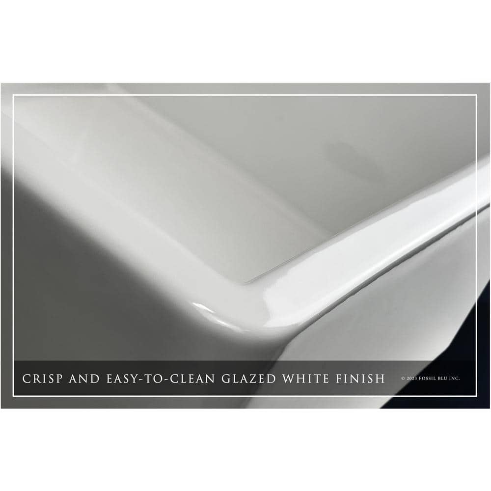Glossy White Ceramic Rectangular Farmhouse Bathroom Sink