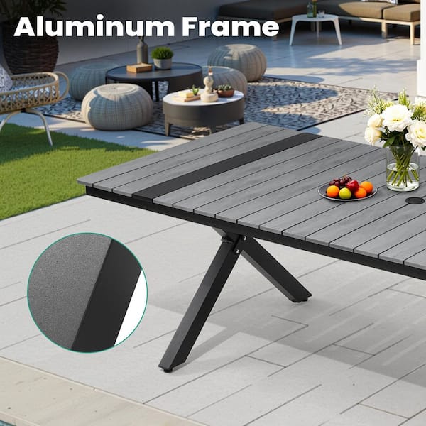 CLOUDFLY 94.3 x 40.47 Inch Gary Outdoor Aluminum Dining Table with