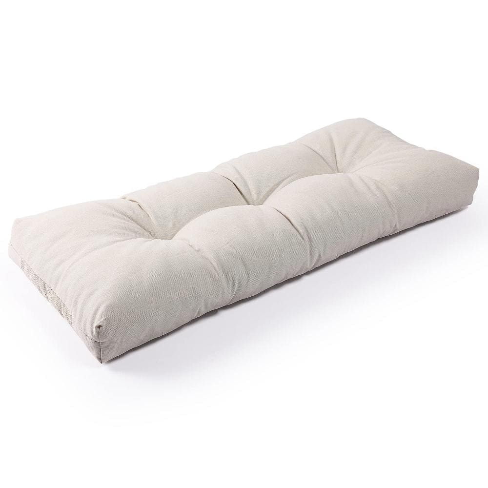 Non slip tufted memory foam indoor outdoor bench seat cushion 36 in x 14 in x 3 in cream Without Cushion
