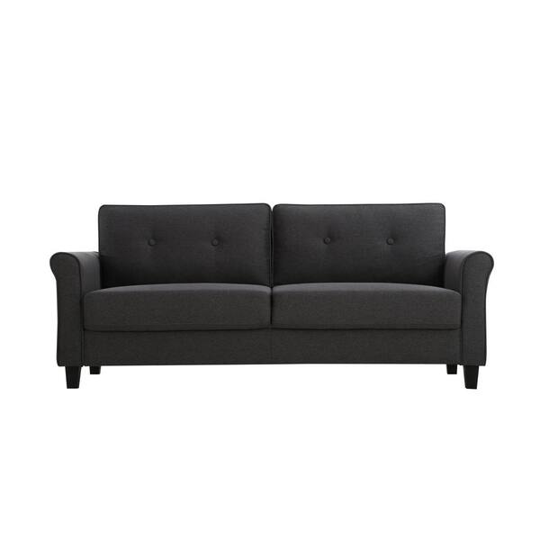 Lifestyle Solutions Hamburg 31.5 in. Gray Microfiber 3-Seater Tuxedo Sofa with Round Arms