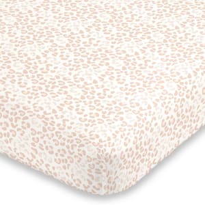 Neutral Cheetah Peach Pink and Ivory Super Soft Mini Polyester Crib Sheet