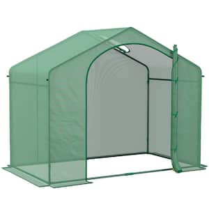 6 ft. x 3 ft. x 5 ft. Portable Walk-in DIY Greenhouse, PE Cover, Steel Frame Garden Hot House, Zipper Door, Green