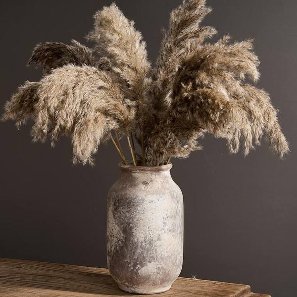 Brown 9.5 in. Ceramic Large Vase, Pottery Decorative Flower Vase