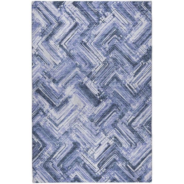 Dream Shag Premium Machine Washable Abstract ADS630 Blue 9 ft. x 12 ft. Area Rug