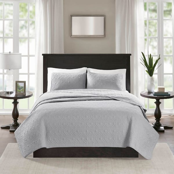 Madison Park Mansfield 3-Piece Grey Full/Queen Coverlet Set