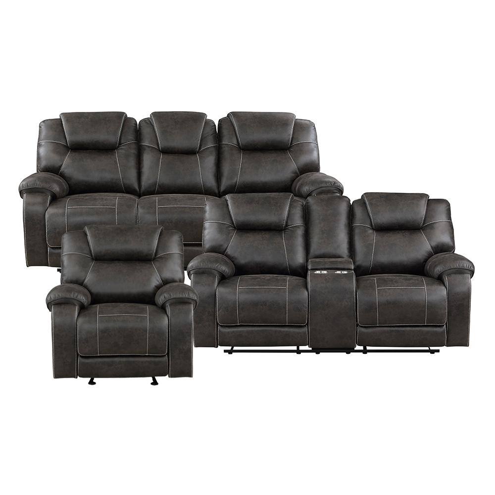 Emily 87 in. W Pillow Top Arm Microfiber Rectangle 3-Piece Manual Reclining
