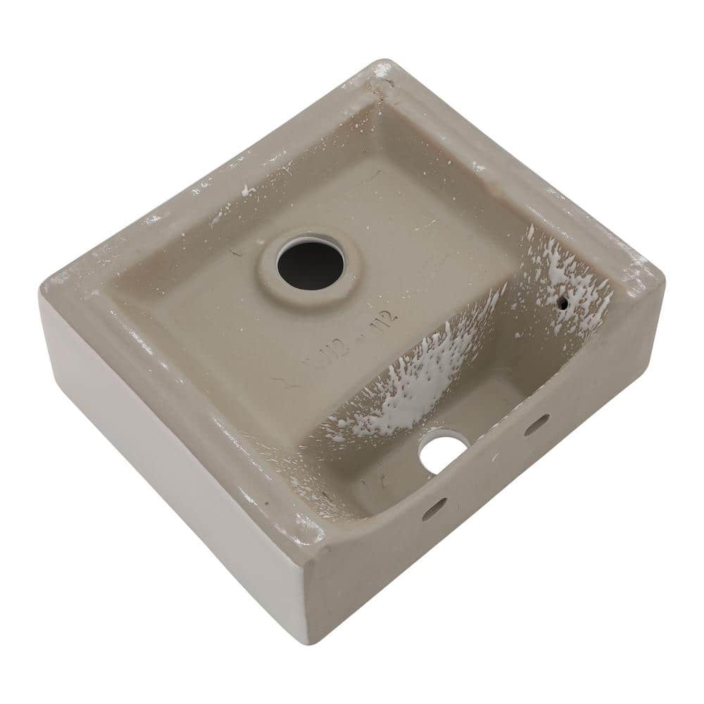 15'' White Gloss Ceramic Square Vessel Bathroom Sink