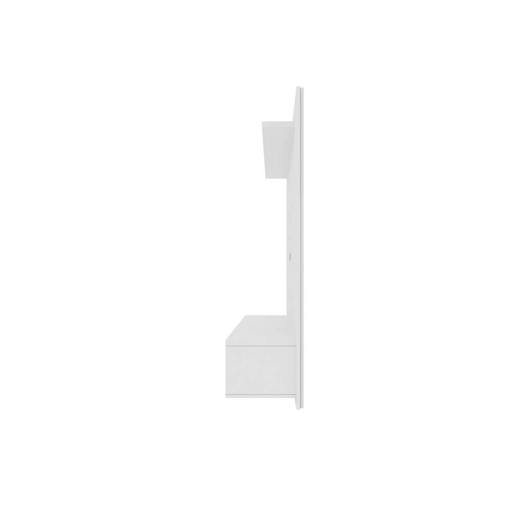 White Wall-Mounted Floating Entertainment Center with Storage
