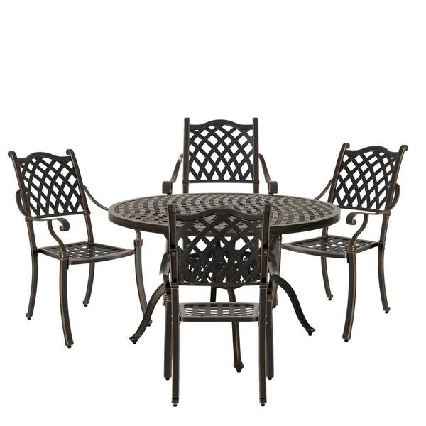 Clihome Bronze 5Piece Cast Aluminum Patio Dining Set CLXG120TACBR