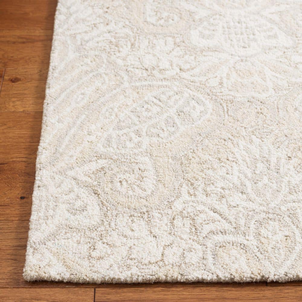 Beige Hand-Tufted Wool Medallion Area Rug 3x5