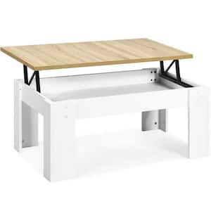 43 in. White Large Rectangle Wood Coffee Table with Lift Top