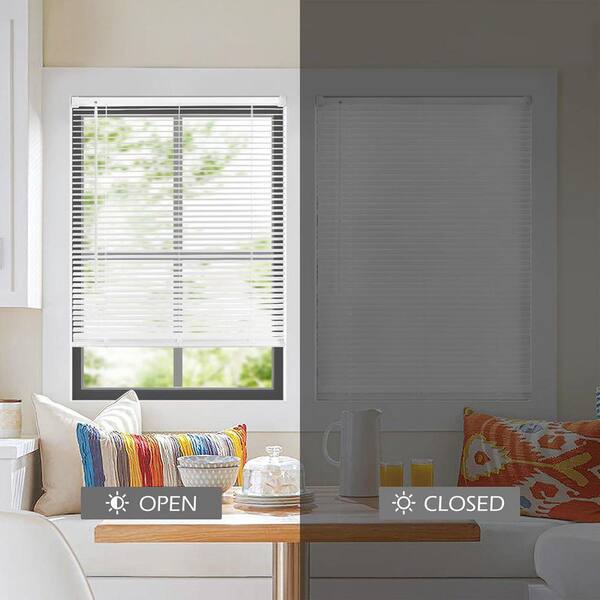 White Cordless Light Filtering Horizontal Vinyl Blinds with 1 in