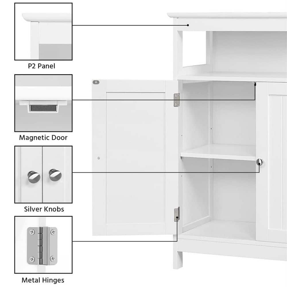 White MDF Living Room Cabinet with Adjustable Shelving